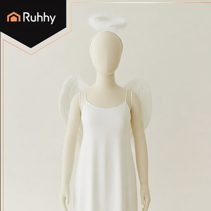 Angel Wings with Halo Set, 45x35 cm, White
