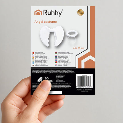 Angel Wings with Halo Set, 45x35 cm, White