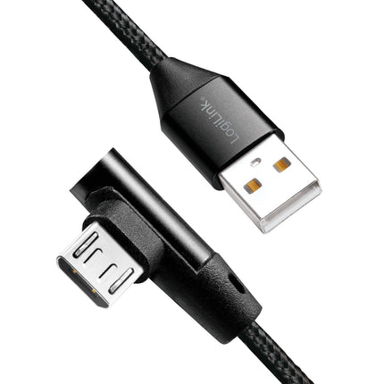 Úhlový MicroUSB kabel USB 2.0 15W 1m
