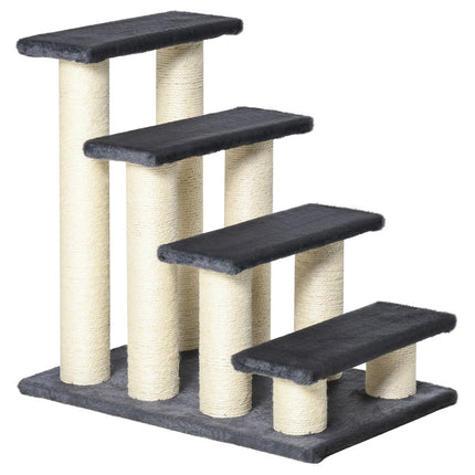4-stufige weiche Plüsch-Tiertreppe, grau, 60x40,5x59 cm