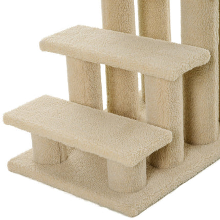 Tiertreppe, 4 Stufen, Plüsch, beige, 63,5x43x60 cm