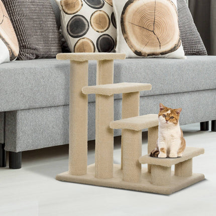 Tiertreppe, 4 Stufen, Plüsch, beige, 63,5x43x60 cm