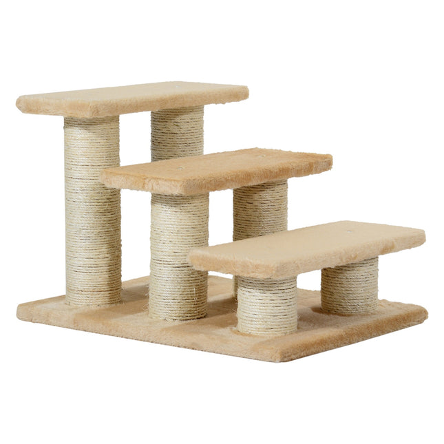 3-step plush stairs for dogs and cats, cream, 45x35x34 cm