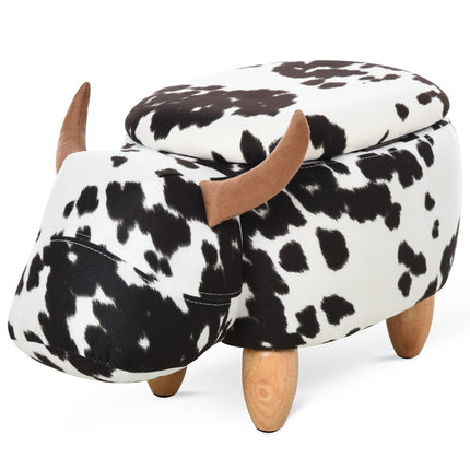 Tierhocker mit Stauraum, Schweinchen-Design, schwarz/weiß
