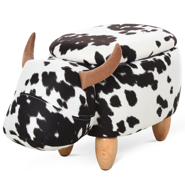 Tierhocker mit Stauraum, Schweinchen-Design, schwarz/weiß