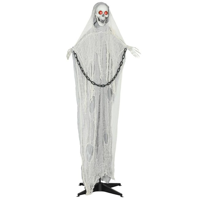Pohyblivá halloweenská dekorace smrtka, 183cm, svítící oči