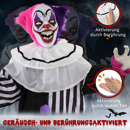Animated Halloween Clown Prop with Motion & Sound, 173 cm