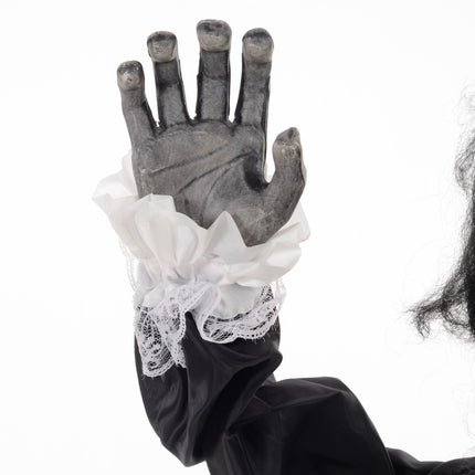 Pohyblivá halloweenská dekorace – dívka Lolita v černém, aktivace zvukem