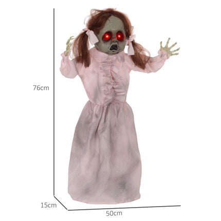 Animierte Halloween-Puppe, Sound- und Berührungsaktiviert, 76 cm