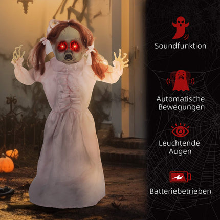 Animierte Halloween-Puppe, Sound- und Berührungsaktiviert, 76 cm