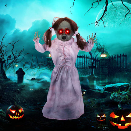 Animierte Halloween-Puppe, Sound- und Berührungsaktiviert, 76 cm