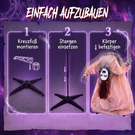 Animated Halloween Ghost with Glowing Eyes, 100 cm Tall