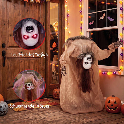 Animated Halloween Ghost with Glowing Eyes, 100 cm Tall