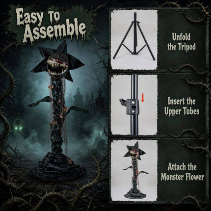 Animated Halloween Man-Eater Plant 6.2 ft with LED Mouth, Dark Green