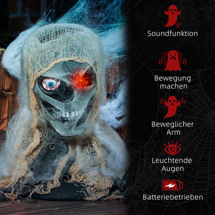 Animierte Halloween-Mumie mit leuchtenden Augen, 55x18x35 cm