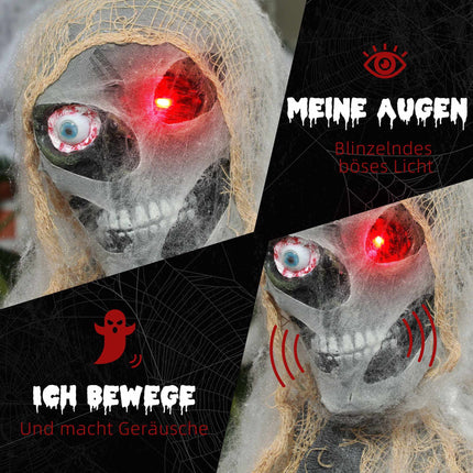 Animierte Halloween-Mumie mit leuchtenden Augen, 55x18x35 cm
