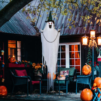 Pohyblivá halloweenská figurína – třesoucí se duch s červenýma očima