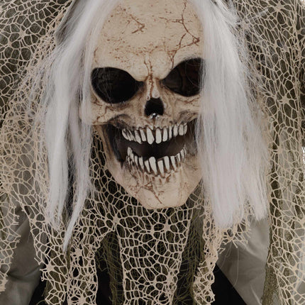 Animierter Halloween-Skelettgeist mit roten Augen, 160 cm