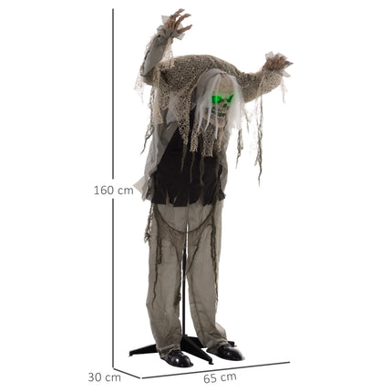 Animierter Halloween-Skelettgeist mit roten Augen, 160 cm
