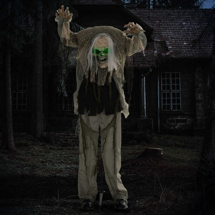 Animierter Halloween-Skelettgeist mit roten Augen, 160 cm