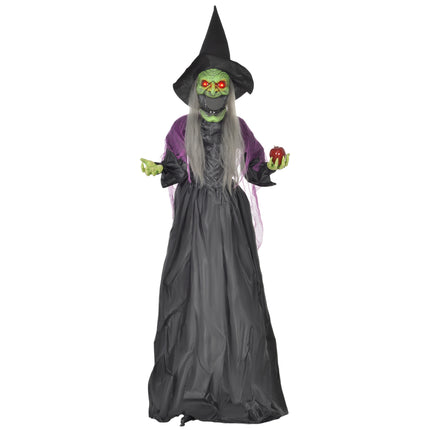 Animierte Hexe Halloween Dekoration, 180 cm, rote Augen