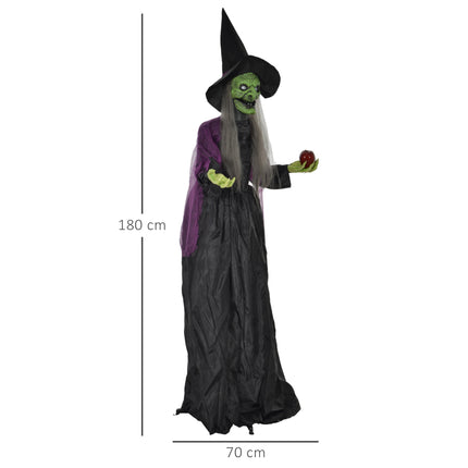 Animierte Hexe Halloween Dekoration, 180 cm, rote Augen