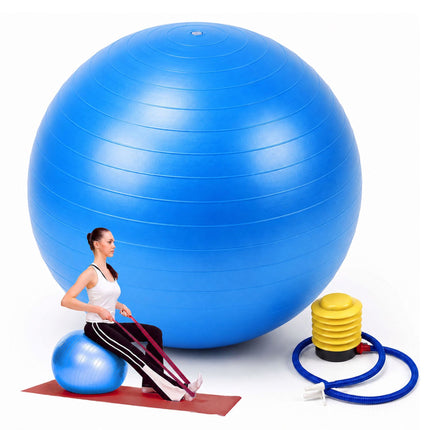 Anti-Burst Exercise Ball with Pump and Stopper, Max. 150 kg, Blue