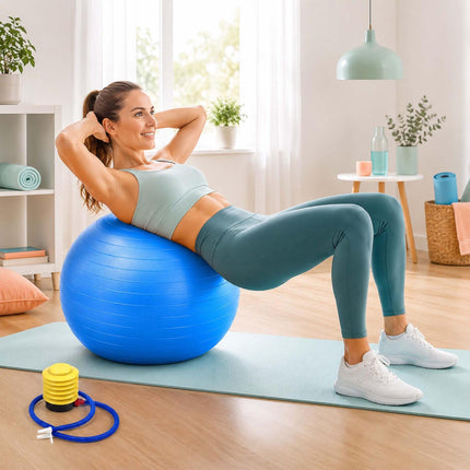 Anti-Burst Exercise Ball with Pump and Stopper, Max. 150 kg, Blue