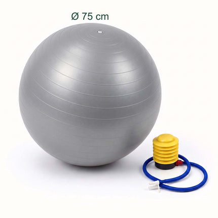 Anti-Burst Exercise Ball with Pump and Stopper, Max. 150 kg, Grey