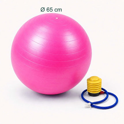 Anti-Burst Exercise Ball with Pump and Stopper, Max. 150 kg, Pink