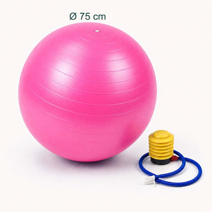 Anti-Burst Exercise Ball with Pump and Stopper, Max. 150 kg, Pink