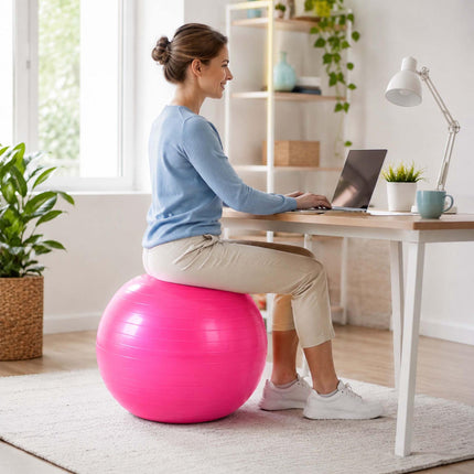 Anti-Burst Exercise Ball with Pump and Stopper, Max. 150 kg, Pink