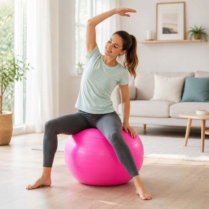 Anti-Burst Exercise Ball with Pump and Stopper, Max. 150 kg, Pink