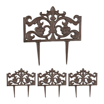 Antique Cast Iron Garden Fence, 4 Panels