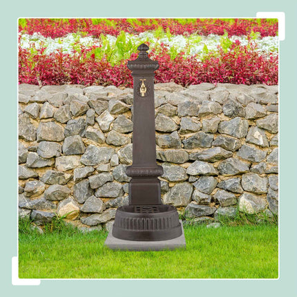 Antiker Säulenbrunnen mit Wasserhahn und Becken, 100 cm