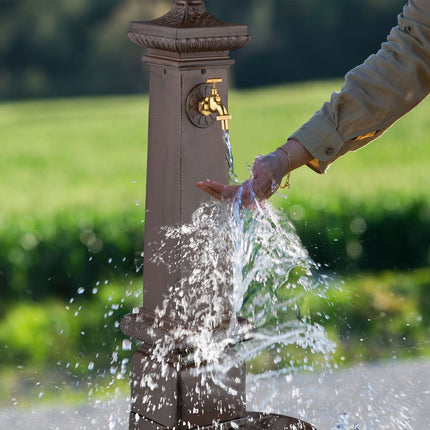Antiker Säulenbrunnen mit Wasserhahn und Becken, 100 cm