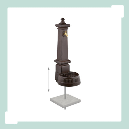 Antiker Säulenbrunnen mit Wasserhahn und Becken, 100 cm