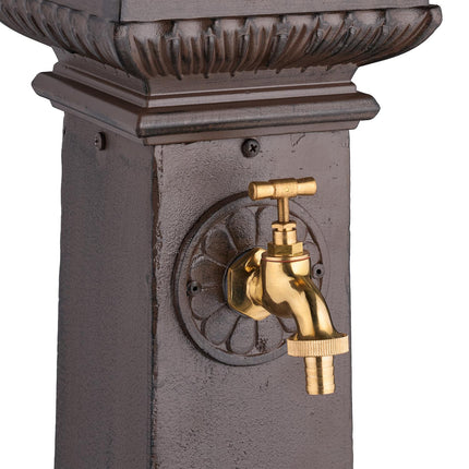 Antiker Säulenbrunnen mit Wasserhahn und Becken, 100 cm