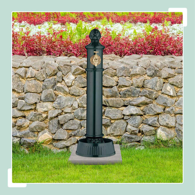 Sloupková fontána v antickém stylu s kohoutkem a mísou – 83 cm