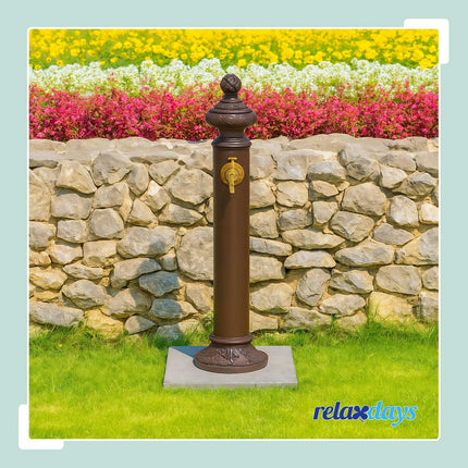 Antique Garden Column Fountain with Golden Tap, 87 cm