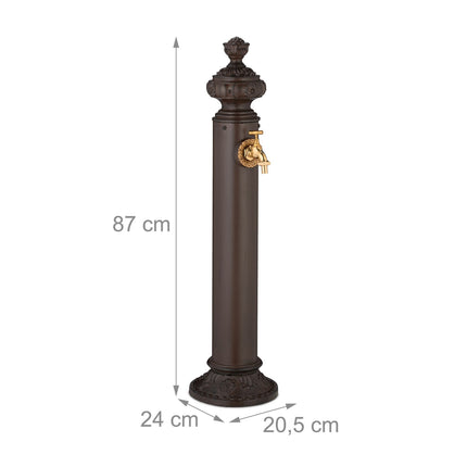 Antique Garden Column Fountain with Golden Tap, 87 cm
