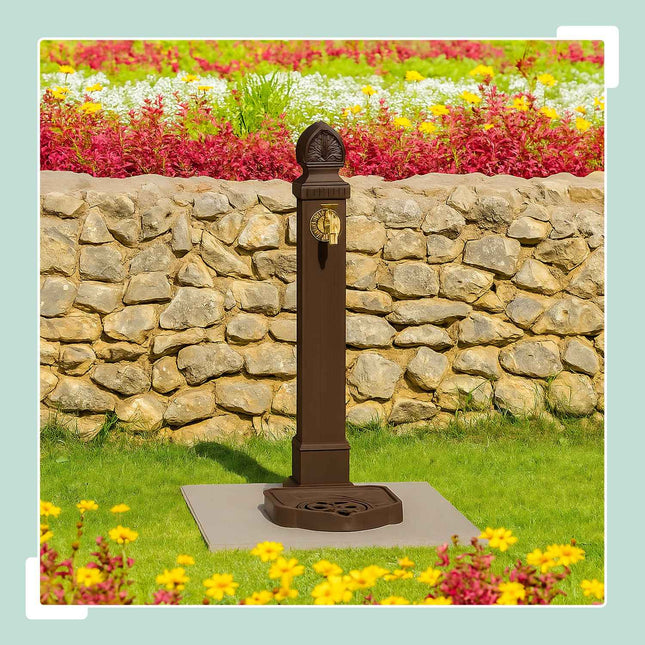Antique Garden Column Fountain with Tap & Basin, 77 cm