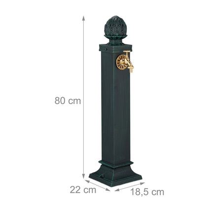 Antiker Gartenbrunnen mit goldenem Wasserhahn, 80 cm