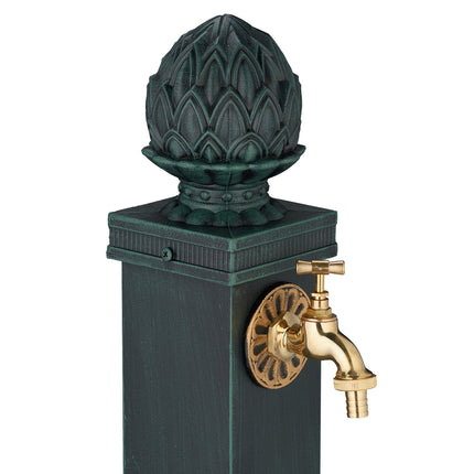 Antiker Gartenbrunnen mit goldenem Wasserhahn, 80 cm