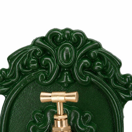 Antiker Grüner Wandbrunnen, Becken aus Aluminiumguss