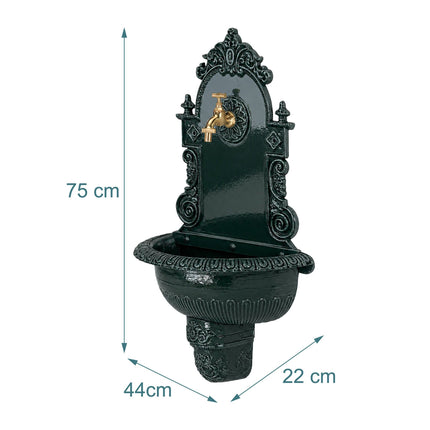 Antiker grüner Wandbrunnen XL – Aluminiumguss