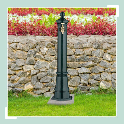 Antiker Gartenbrunnen aus Metall mit Wasserhahn, 80 cm