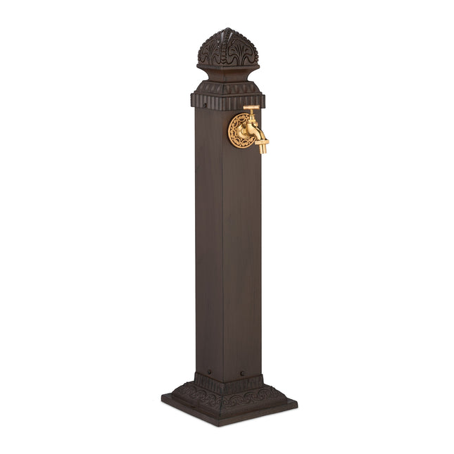 Antiker Gartenbrunnen aus Metall mit Wasserhahn, 81 cm