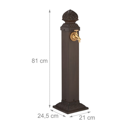 Kovová zahradní fontána v antickém stylu s kohoutkem, 81 cm