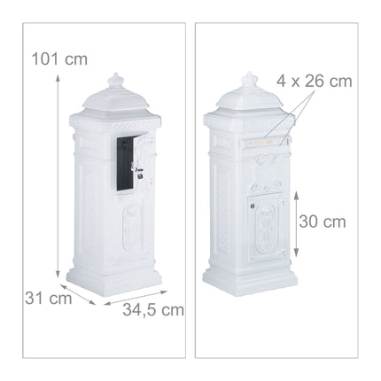 Antique Style Freestanding Cast Aluminium Mailbox